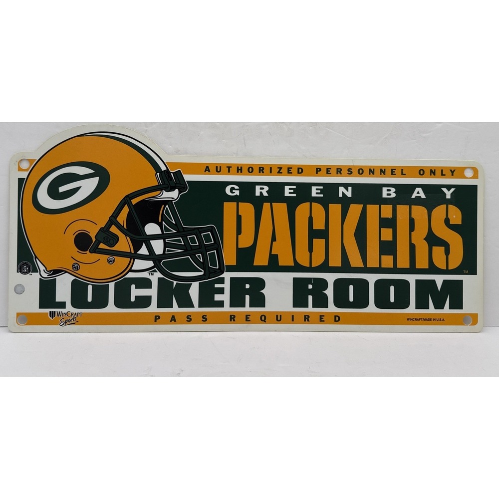 90s Green Bay Packers Locker Room Sign Plastic 19"x8" Wincraft‎ USA NFL Man cave